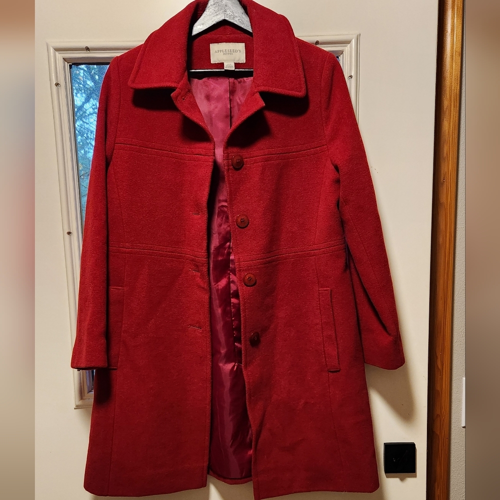 Red Burgundy Wool Coat